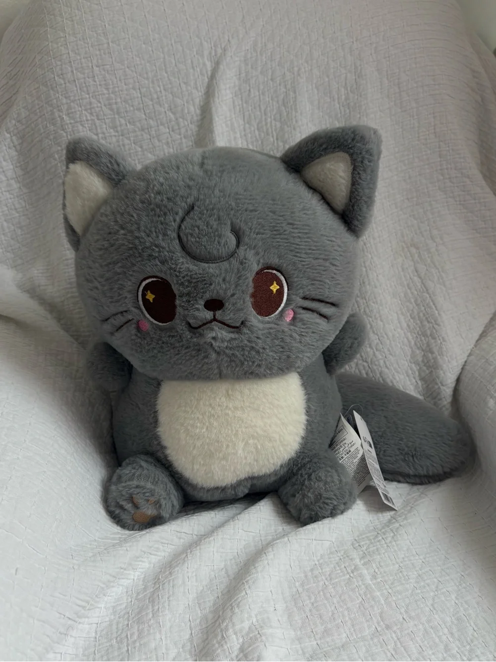 Gray Plush Cat Stuffed Toy with Cream Belly - Cute Plush for Kids